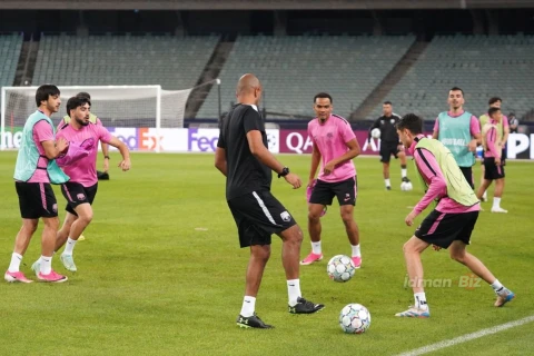 “Sabah” “Slaviya” ilə oyun öncəsi Bakı Olimpiya Stadionunda məşqə çıxıb