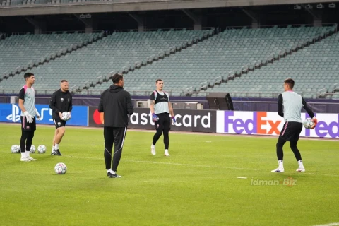 “Sabah” “Slaviya” ilə oyun öncəsi Bakı Olimpiya Stadionunda məşqə çıxıb