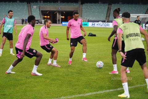 “Sabah” “Slaviya” ilə oyun öncəsi Bakı Olimpiya Stadionunda məşqə çıxıb