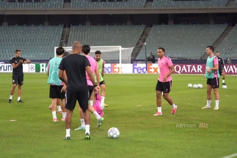 “Sabah” “Slaviya” ilə oyun öncəsi Bakı Olimpiya Stadionunda məşqə çıxıb