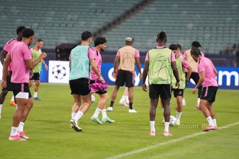“Sabah” “Slaviya” ilə oyun öncəsi Bakı Olimpiya Stadionunda məşqə çıxıb