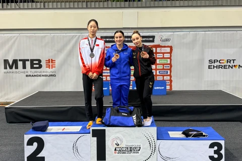 Gimnastımız Selcan Mahsudova Dünya kubokunda qızıl medal qazandı - FOTO